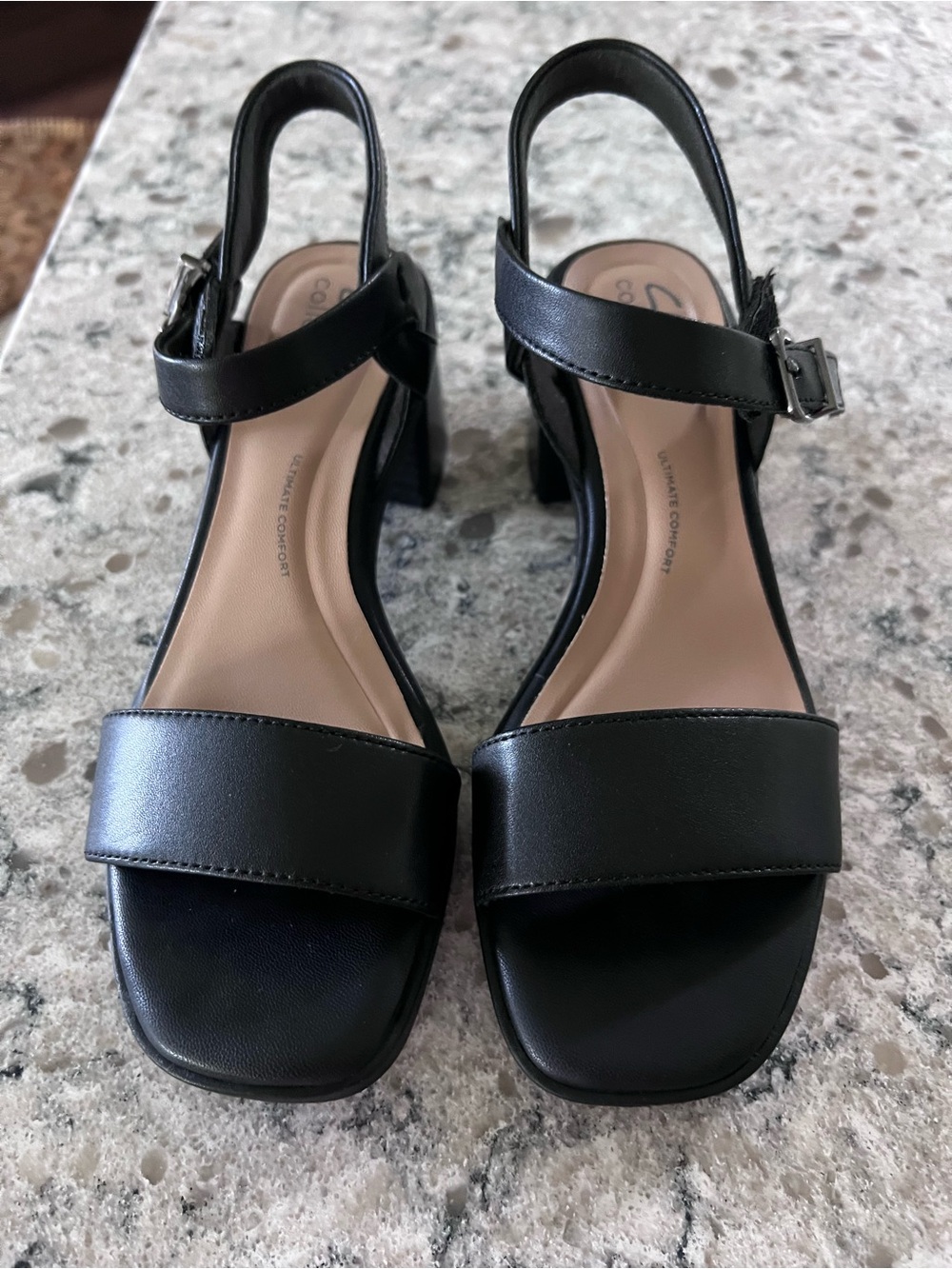 Comfortable Black Block Heel Sandals